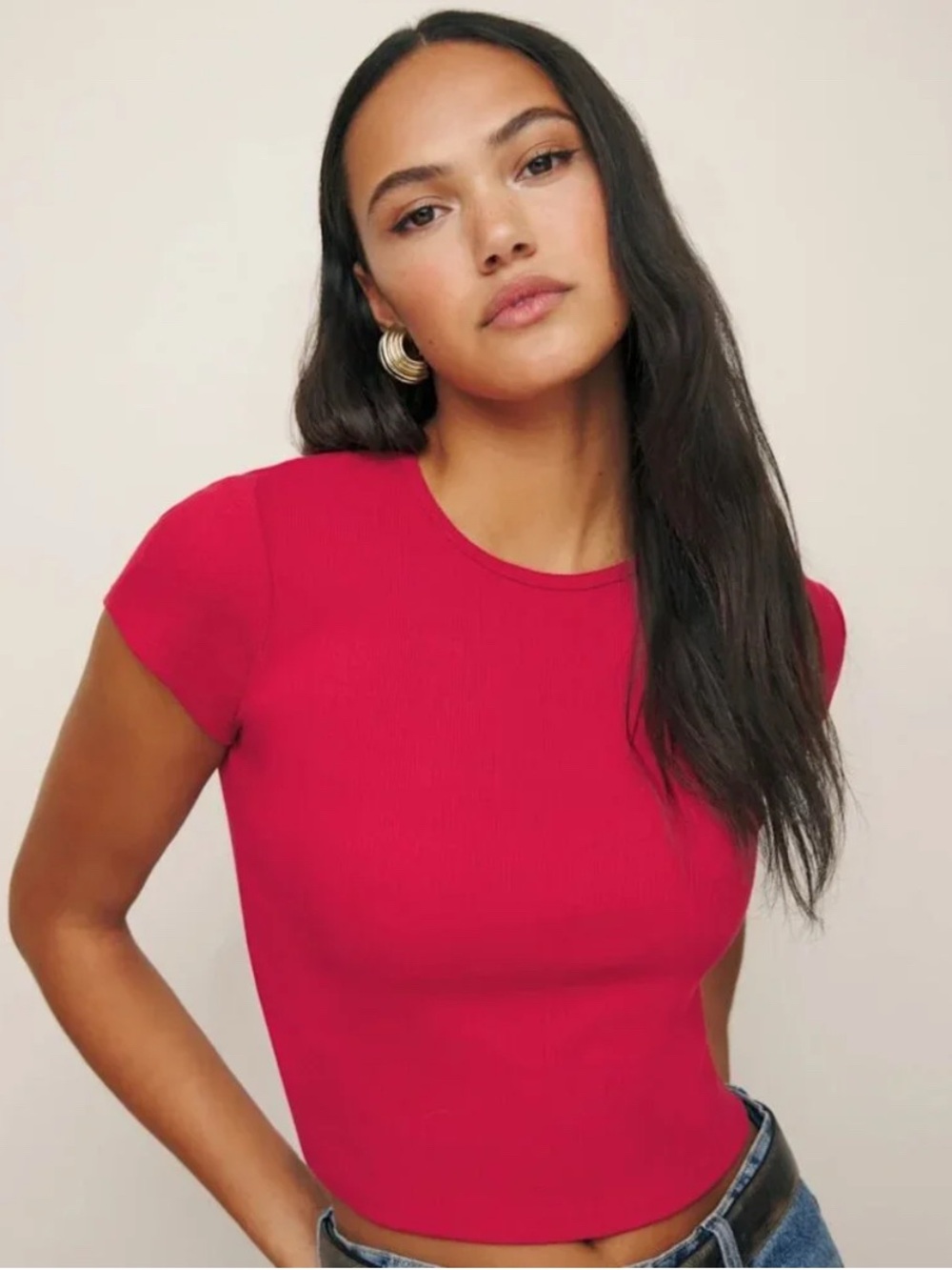 Reformation Muse top in lipstick red L